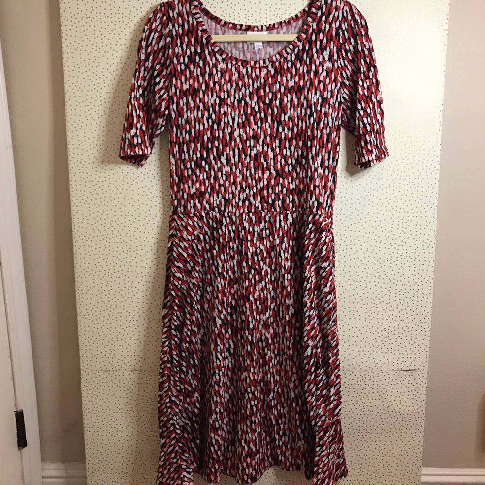Lularoe Fun Patterned Nicole Fit-and-Flare Dress